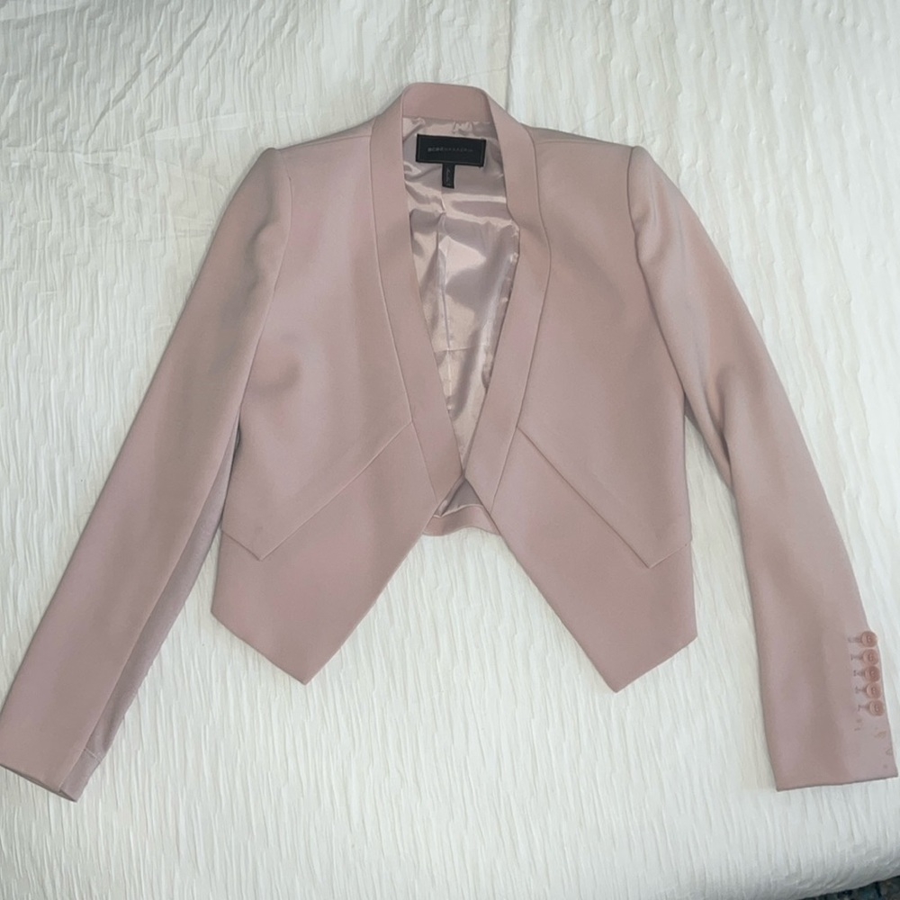 BCBG Maxazria soft pink crop jacket XS